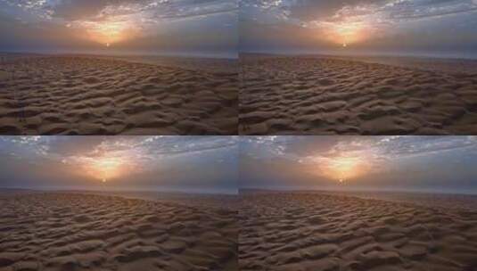航拍新疆塔克拉玛干沙漠日出高清在线视频素材下载