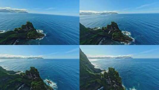 FPV穿越机无人机航拍海岸群岛海鸟飞翔  10高清在线视频素材下载