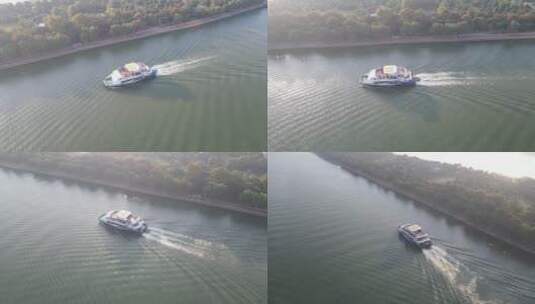 航拍湘江里的船只高清在线视频素材下载