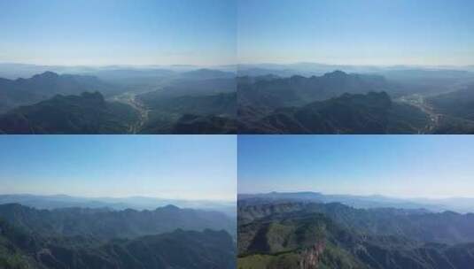 蓝天下的太行山脉航拍全景高清在线视频素材下载