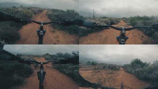 土路上骑山地自行车的骑手高清在线视频素材下载