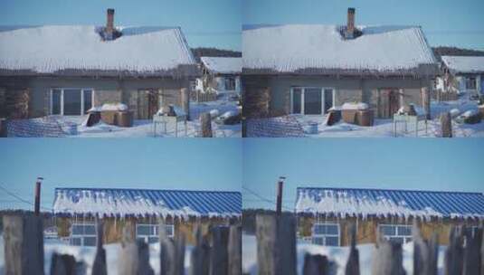 雪景的老房子高清在线视频素材下载