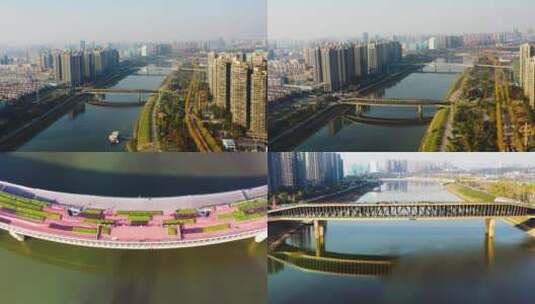 4K航拍浏阳河网红桥汉桥高清在线视频素材下载