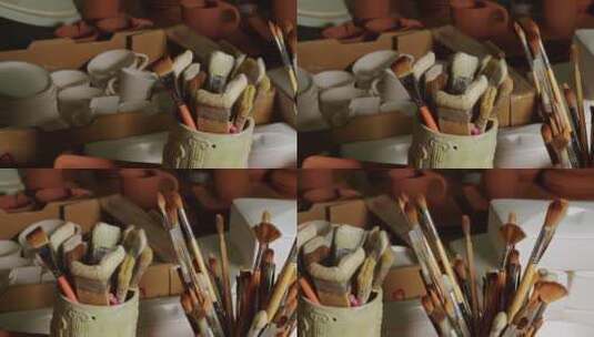 陶瓷油画笔高清在线视频素材下载