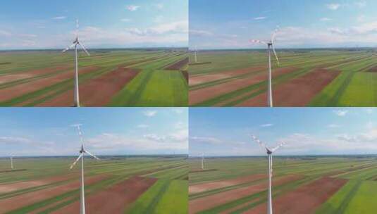 田园里的风力发电设施特写高清在线视频素材下载