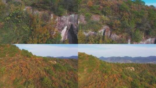 杭州余杭瓶窑南山摩崖石刻航拍秋色高清在线视频素材下载