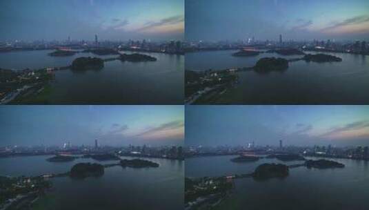 8K南京城市天际线航拍玄武湖紫峰大厦高清在线视频素材下载