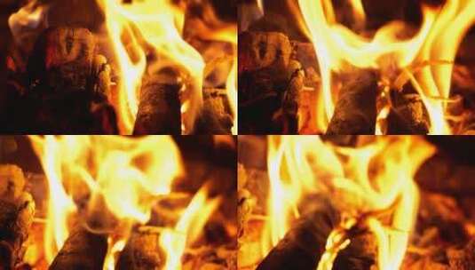 烧火火苗灶火做饭木柴生火高清在线视频素材下载