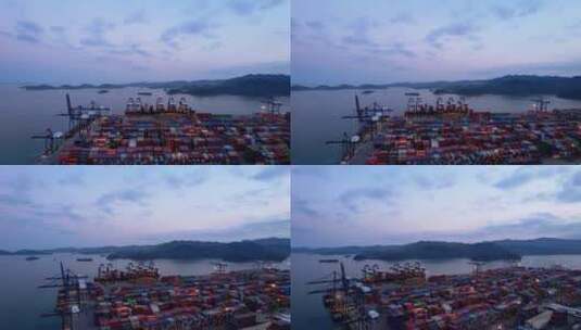 航拍深圳盐田港集装箱码头高清在线视频素材下载