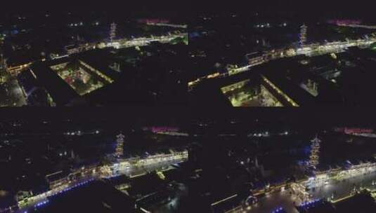 周庄古镇夜景航拍原素材（苏州昆山）高清在线视频素材下载