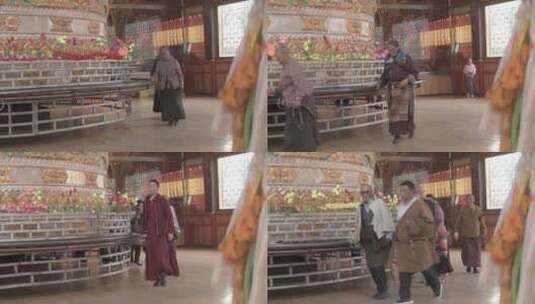 西藏佛教朝拜川藏线理塘人文4k原素材高清在线视频素材下载