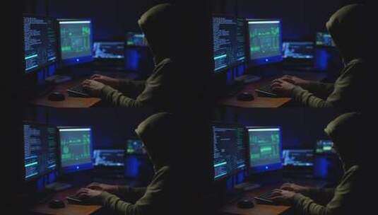 使用计算机的男性黑客高清在线视频素材下载