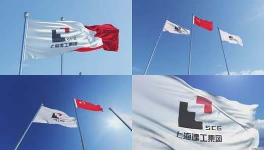 上海建工集团旗帜高清在线视频素材下载