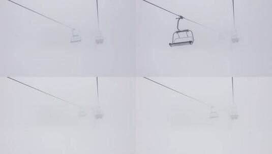 从椅子电梯看滑雪场的暴风雨天气高清在线视频素材下载