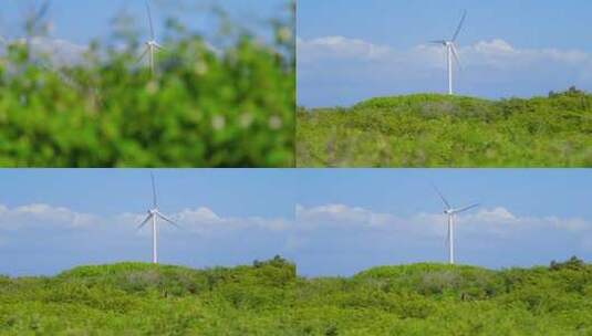 绿地上的风力发电高清在线视频素材下载