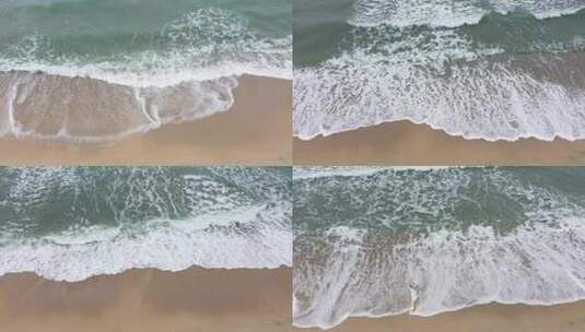 海浪沙滩海浪拍打沙滩航拍旅拍素材潮汐高清在线视频素材下载
