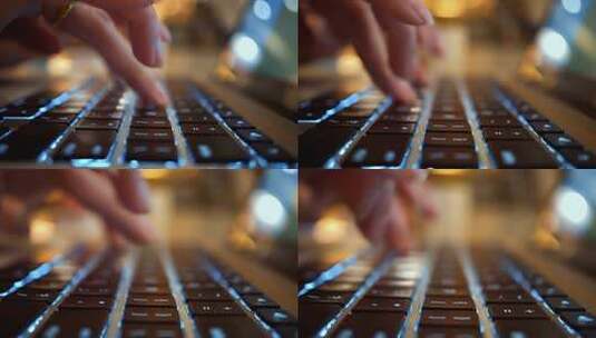 手指在笔记本键盘上打字特写高清在线视频素材下载