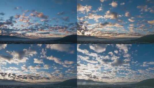 日出时天空上飘动的朝霞红云高清在线视频素材下载