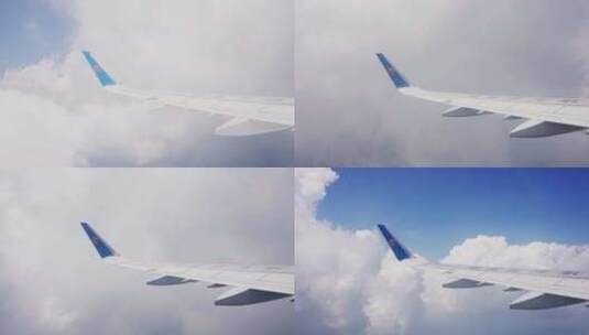 飞机窗外的机翼高清在线视频素材下载