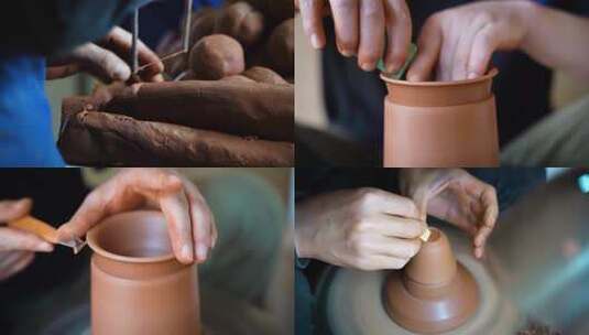 建水紫陶手工制作工匠精神手艺人高清在线视频素材下载