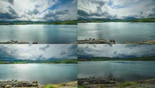 湖泊和天空的延时拍摄高清在线视频素材下载