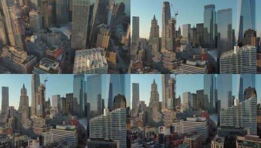 城市航拍纽约曼哈顿翠贝卡地标汽车摩天大楼高清在线视频素材下载