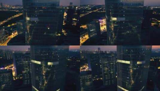 城市夜景大楼大厦航拍高清在线视频素材下载