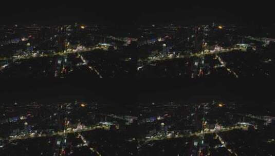 江苏连云港夜景步行街航拍高清在线视频素材下载