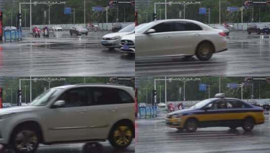 雨天 下雨 城市风光 写意 台风 雨中景色高清在线视频素材下载