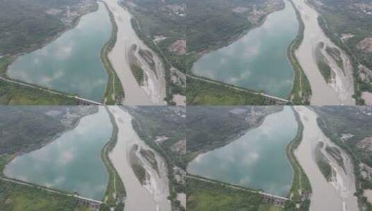 都江堰湖水景观高清在线视频素材下载