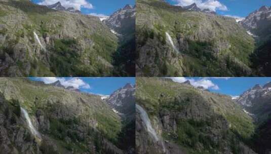 航拍镜头下的高山瀑布高清在线视频素材下载