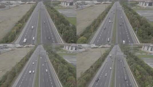 白天爱尔兰都柏林繁忙的M50高速公路上的无人驾驶飞机交通视图。天线高清在线视频素材下载