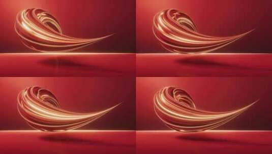 流动的红色曲线背景3D渲染高清在线视频素材下载