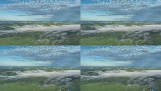 航拍扎敦河湿地河流云雾缭绕高清在线视频素材下载