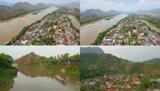 老挝 万象 琅勃拉邦 湄公河 村庄高清在线视频素材下载