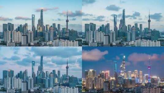 中国上海城市风光日转夜延时高清在线视频素材下载