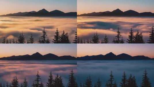 迷雾山脉的日落高清在线视频素材下载