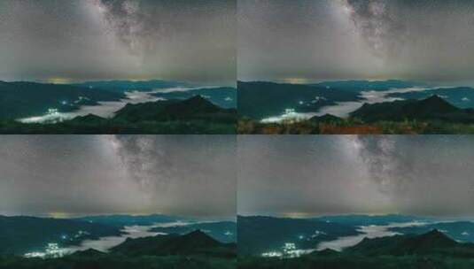 广西桂林星空银河与山川云海延时摄影高清在线视频素材下载
