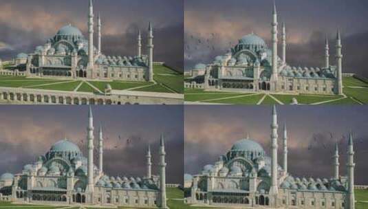 伊斯坦布尔苏莱曼尼耶清真寺概念背景苏莱曼尼耶清真寺孤立的背景。高清在线视频素材下载