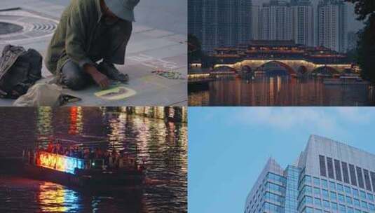 成都城市地标九眼桥人文夜景高清在线视频素材下载