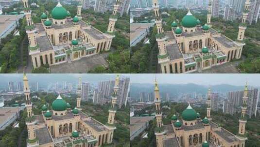 重庆清真寺航拍4K高清在线视频素材下载