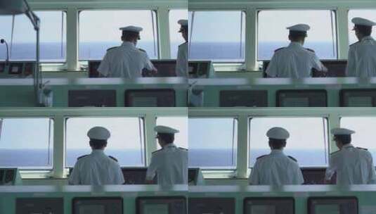 轮船操控室 背后拍横向移动高清在线视频素材下载