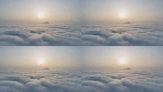云雾天气云海之上的航拍视频高清在线视频素材下载