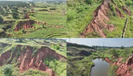 临沂郯城地震断裂带地貌景观航拍高清在线视频素材下载