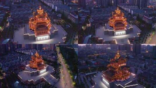 4K航拍咸阳市清渭楼建筑高清在线视频素材下载
