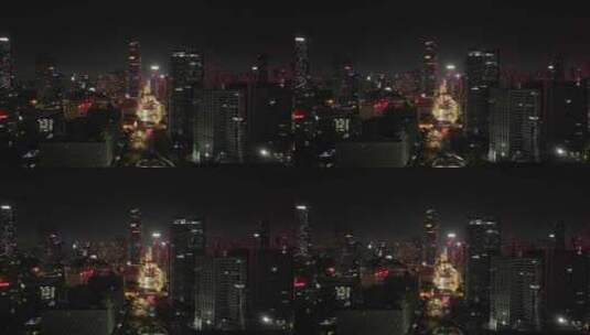 深圳湾南山区夜景航拍高清在线视频素材下载