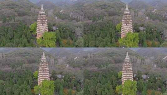 航拍嵩山嵩岳寺塔高清在线视频素材下载