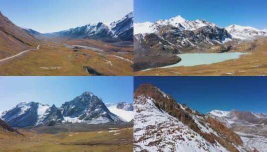 新疆航拍雪山冰川4K自然风光湖泊高清在线视频素材下载