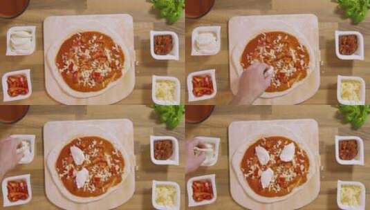 餐厅里做披萨的慢动作披萨高清在线视频素材下载