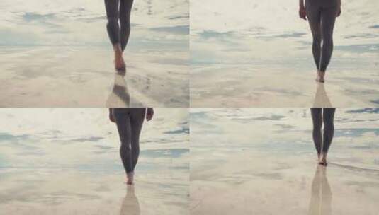 反思，年轻女子，瑜伽，云高清在线视频素材下载